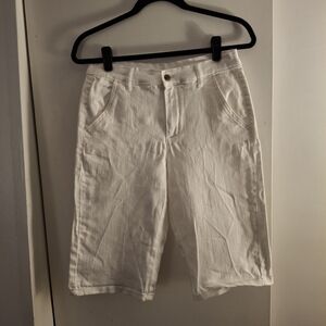DG2 By Diane Gilman Women's Classic White Denim Bermuda Shorts